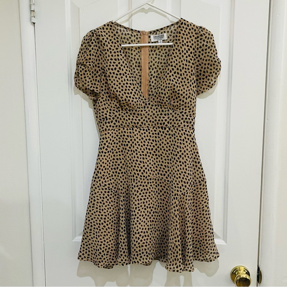 Chic Beige Polka Dot Mini Dress - Picture 10 of 14